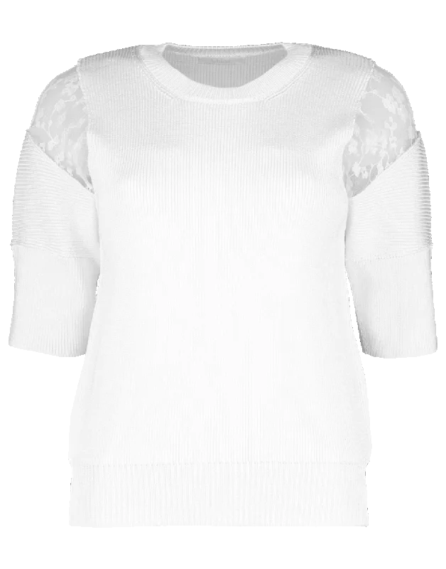 PullovercutLace Shoulder Pullover