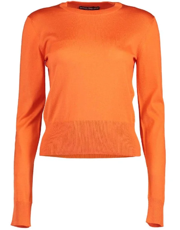 PullovershortMandarine Silk Crewneck Pullover Top