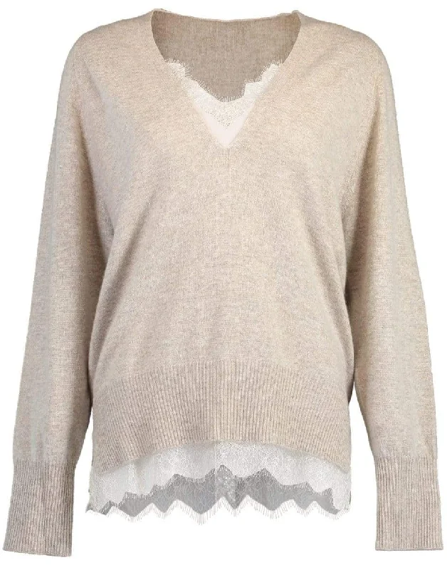 PulloverretroMelange Lace Vee Looker Pullover