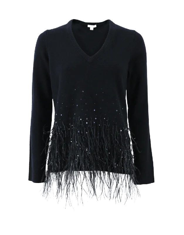 PulloversharpOstrich Feather Pullover