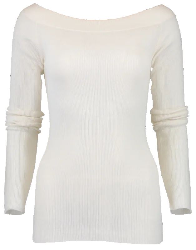 PulloverribbedRibbed Wide Neck Pullover