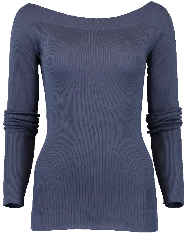 PullovercableRibbed Wide Neck Pullover