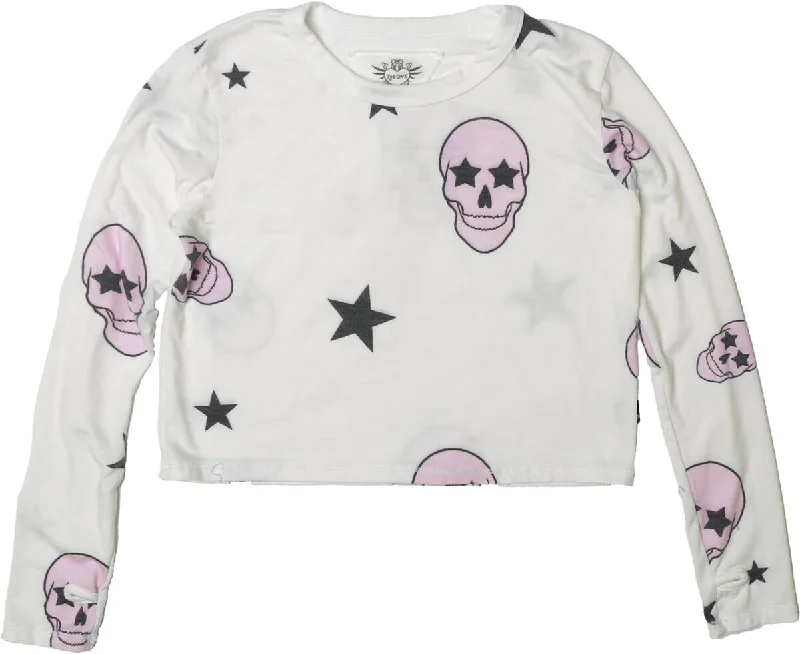 PullovercottonT2Love Pink Skull Crew Pullover