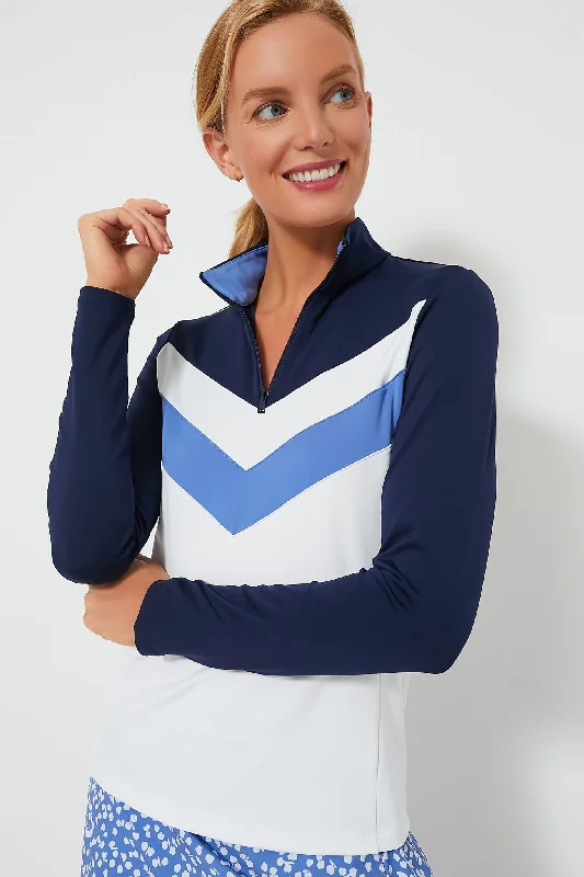 PulloverstripedWhite Multi Long Sleeve Power Stretch Quarter Zip Pullover